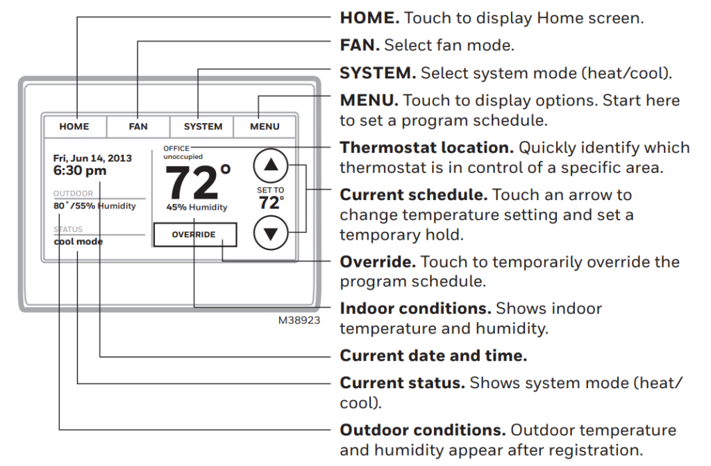 Honeywell Home WIFI 9000 COLOR TOUCHSCREEN TH9320WF5003 User Guide