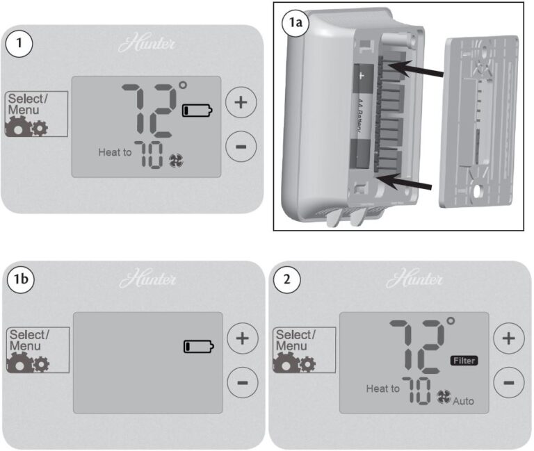 Hunter 42122 NonProgrammable Thermostat Installation Instruction