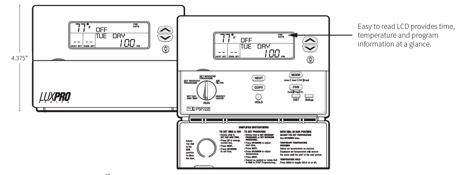 LUXPRO-PSP722E-Programmable-Thermostat-Product-Specifications-fig-1