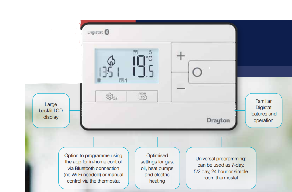 Drayton RF901 Wireless Programmable Room Thermostat Product Specifications Guide thermostat.guide