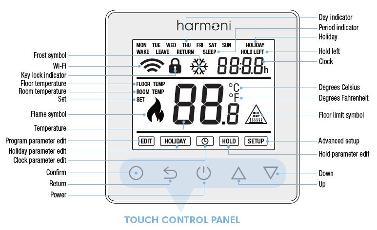 Harmoni Pro-E 16 Amp Wi-Fi Thermostat - 4