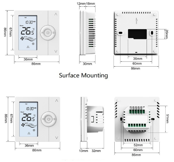 Breezecontrol BC103-4D fan coil digital indoor Thermostat  5