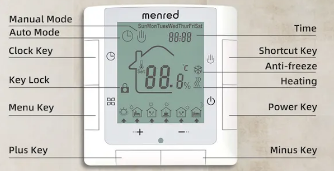 Menred Ls6.716 16A LCD digital thermostat programmable  3