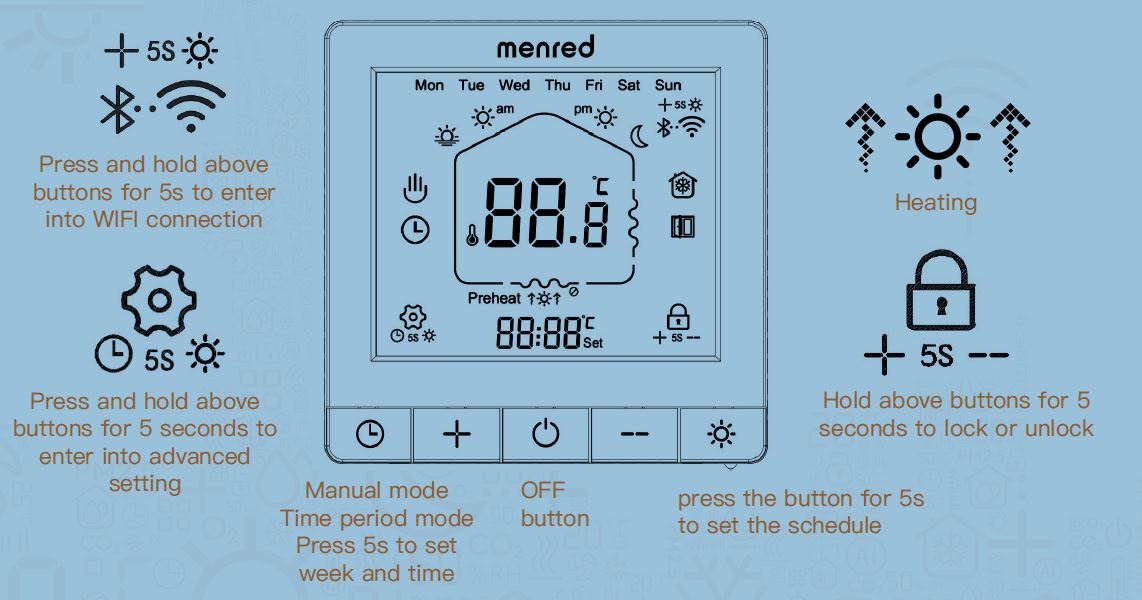 Menred RT5 Programmable Digital Thermostat 10