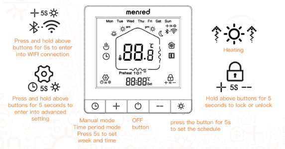 Menred RT51 Programmable WIFI Thermostat 7