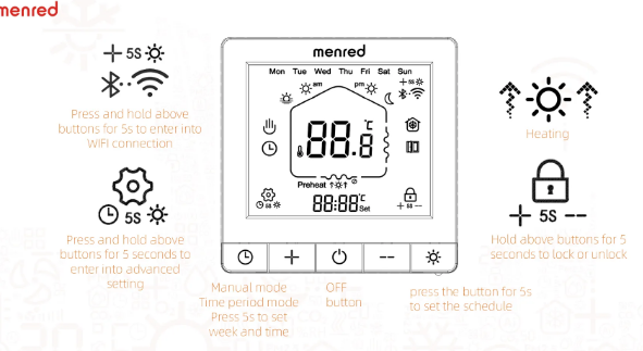 Menred RT52.13 Wifi room thermostat 4