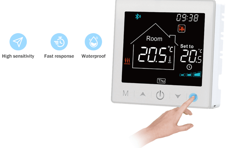 Rti-Tek R9BW Wi-Fi wall-hung boiler touch screen wireless thermostat  5