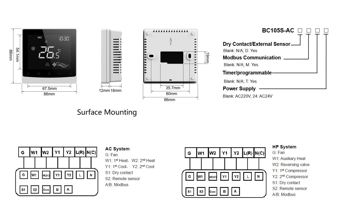 bc105 touch screen thermostat