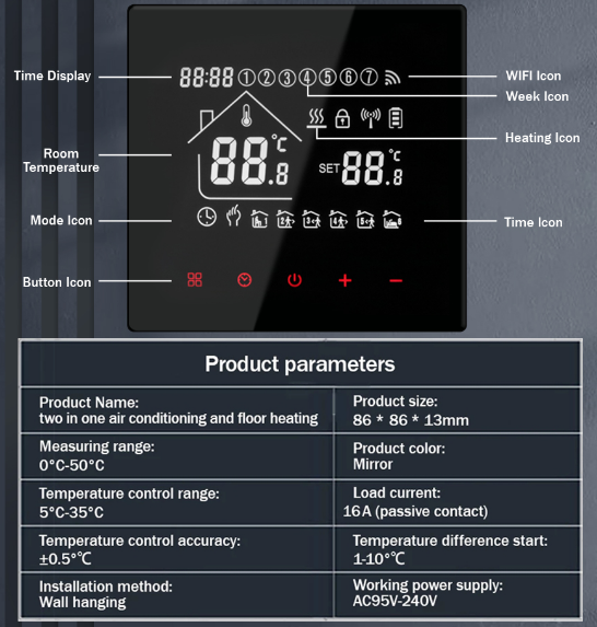 EARUELETRIC M4AHGB WiFi Smart Temperature Controller Thermostat -2