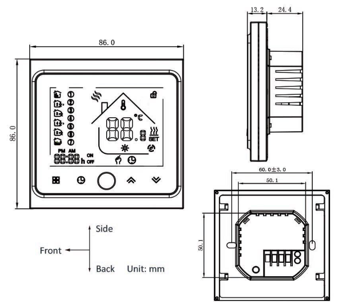 HESSWAY BHT-002GBLN Electric Thermostat 6
