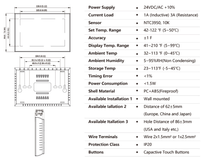 HESSWAY BPH 8000C WIFI HVAC Thermostat  1