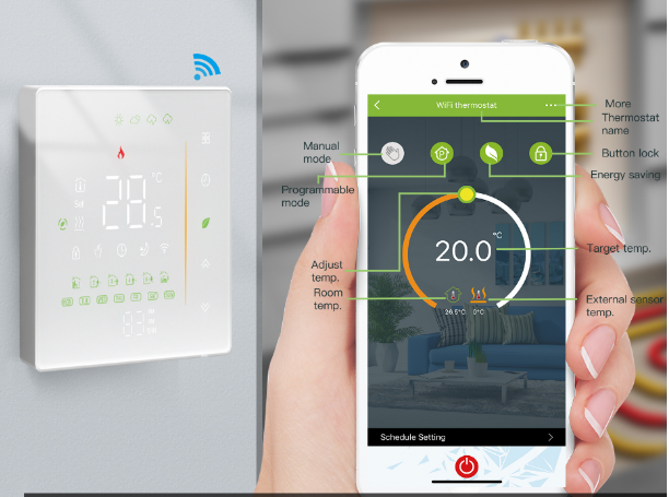 MOES WHT-006-GC-BK-MS WiFi Wireless Room Thermostat 2