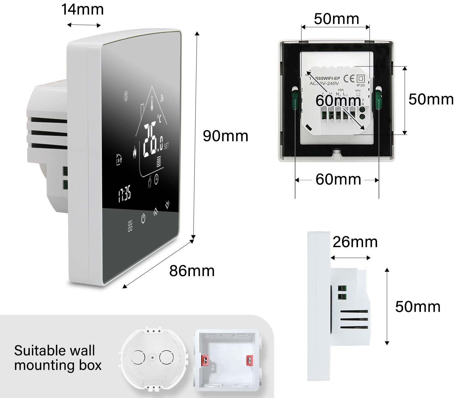 VANCOO TGR85 Electric Room Thermostat-fig.3