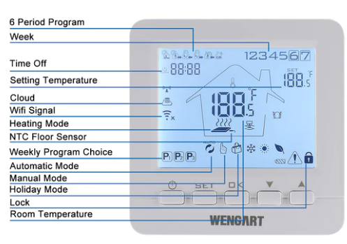 Wengart -WG02B05BW -Programmable- Thermostat- 3