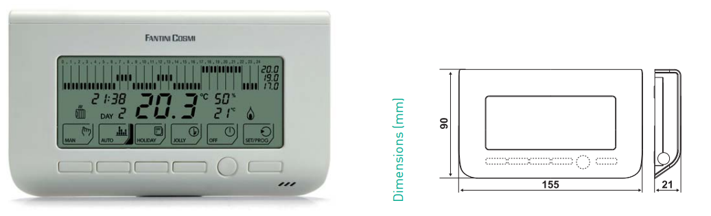 -Fantini -CH150RF-Weekly-Programmable-Thermostat-Technical-Data-Sheet-Fig-1 